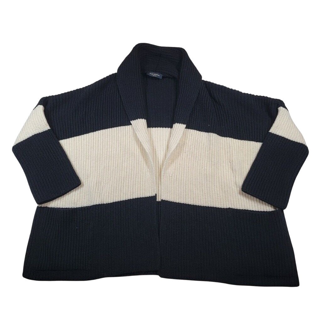 Piazza Sempione Wool Blend Open Front Oversized Cardigan‎ Shawl Neck Colorblock